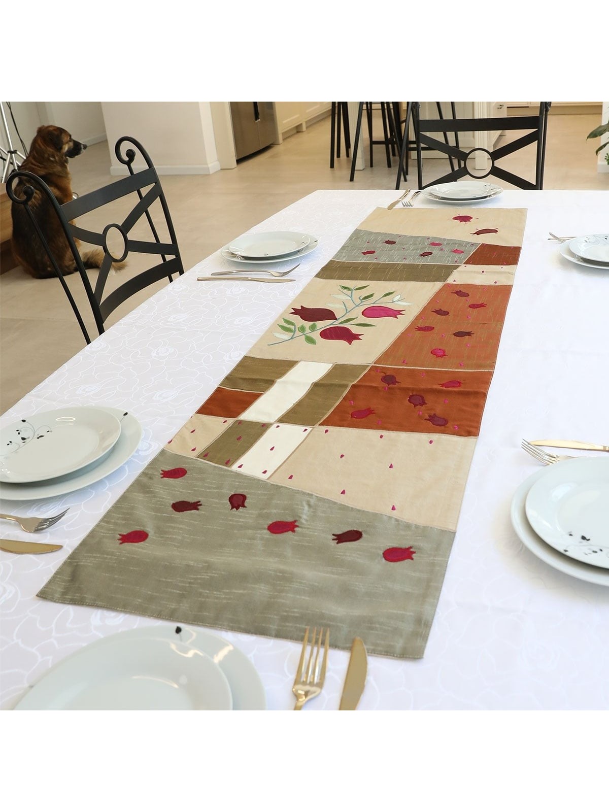 Yair Emanuel Raw Silk Runner - Pomegranates Gold